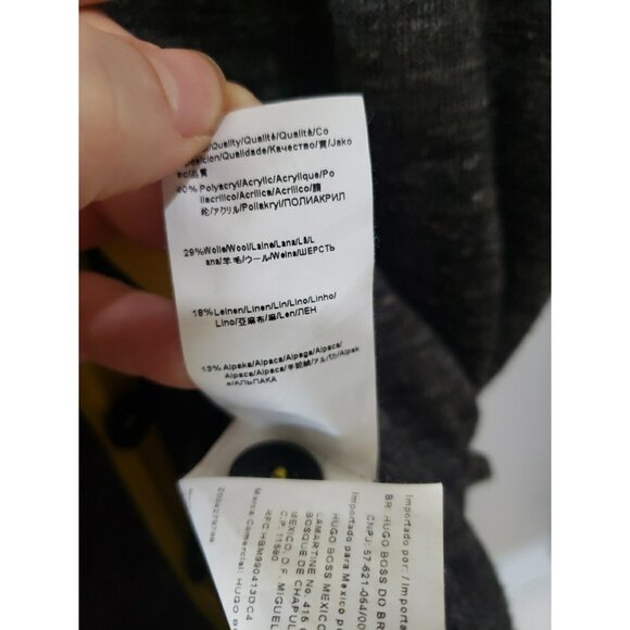 Hugo Boss VTG Sweater Mens Wool Blend Cardigan Sz L Preppy Lightweight 90s y2k - Picture 8 of 8